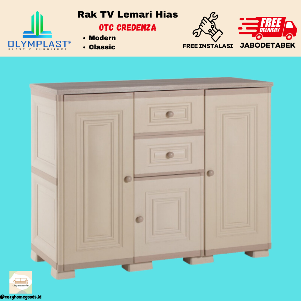 Lemari Rak TV - Olymplast OTC Credenza Modern/Classic - Lemari Laci Hias - Rak TV - Lemari Serbaguna