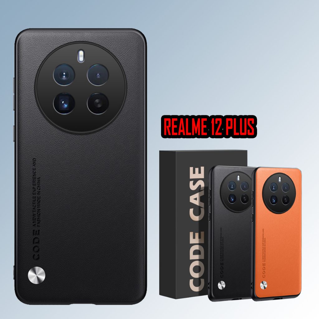 Case Realme 12 Plus 5G Case Vegan Leather Code Hard Cover Casing Realme 12+