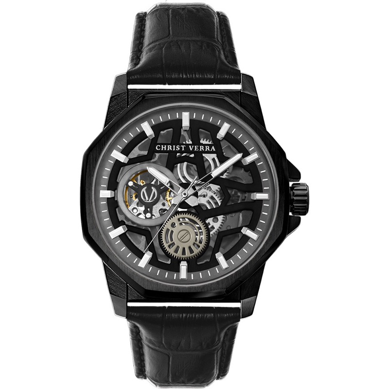 Jam Tangan Pria Christ Verra Automatic Kulit Hitam CV 53603G-26 BLK