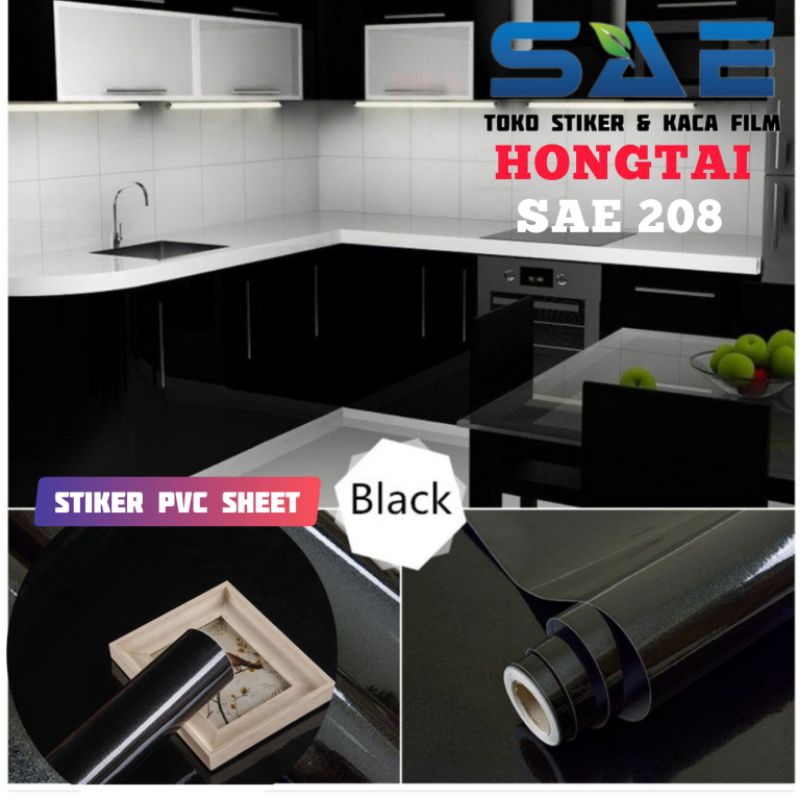 Sticker Lemari Kayu Hitam Glossy