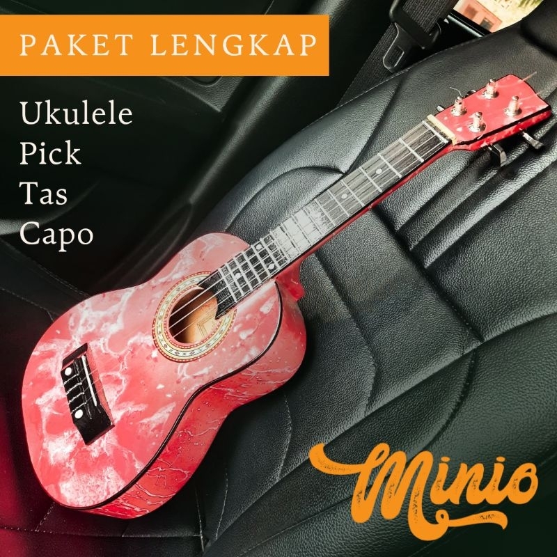 Ukulele Warna PINK Paket Lengkap