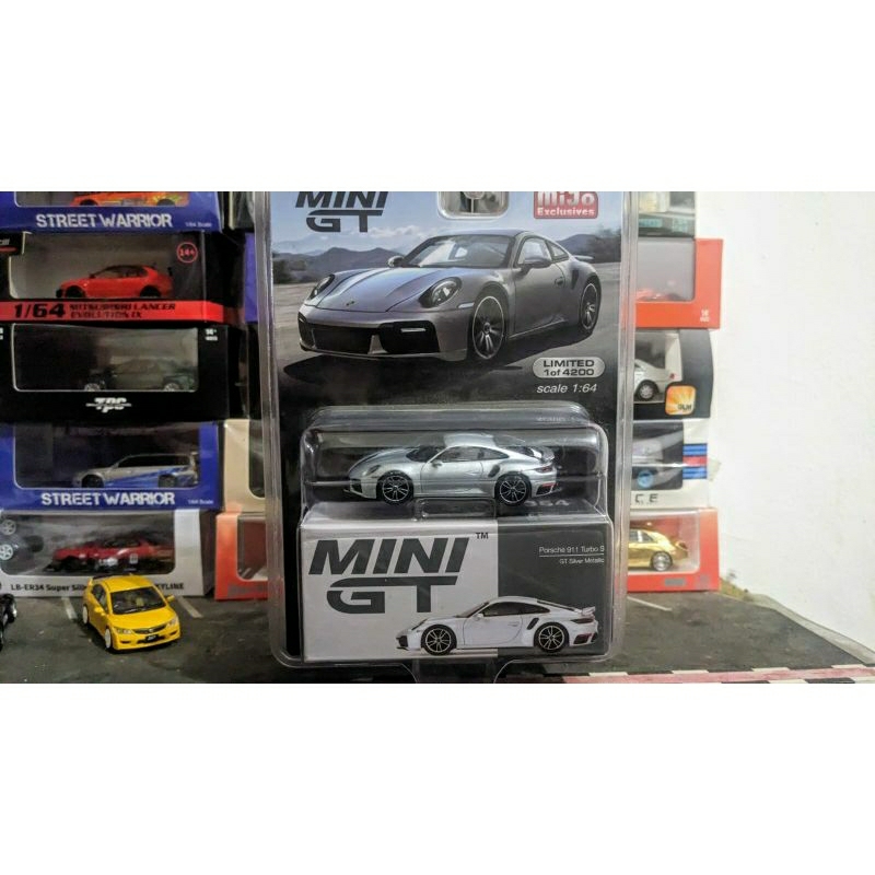 Diecast Mini GT Porsche 911 Turbo S GT Silver Metallic no 354 Blister