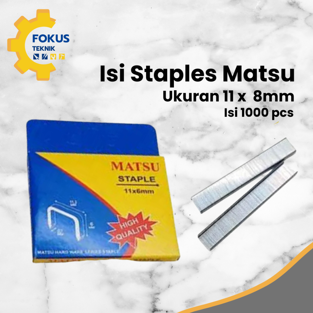 

Isi Staples Tembak ukuran 8 mm merk MATSUIsi Staples berisi 1000 pcs