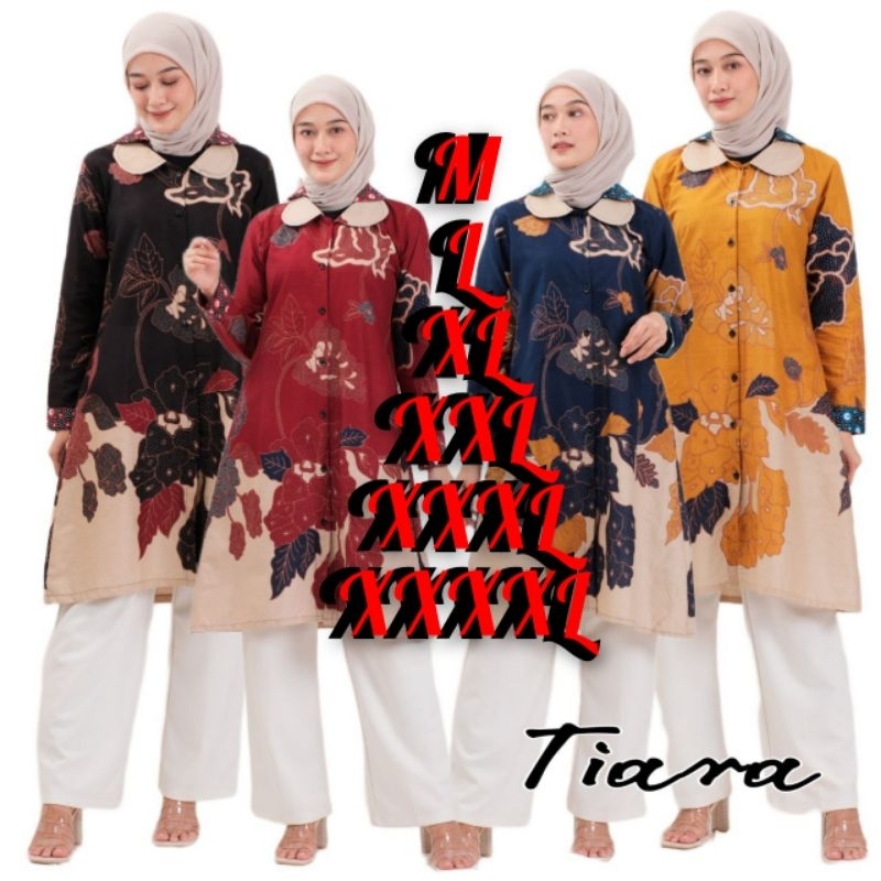 Atasan Wanita Baju Tunik Batik Jumbo Size M L XL XXL 3XL 4 XL LD 130cm Tunik jumbo