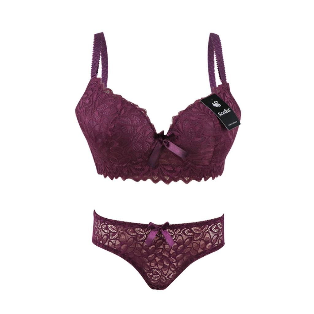 Scelta - Sexy Bra Set Celana Dalam Wanita Transparan Bralette Kawat Berkawat Renda Setelan Bh Sc Pb1853 Set thumbnail 2