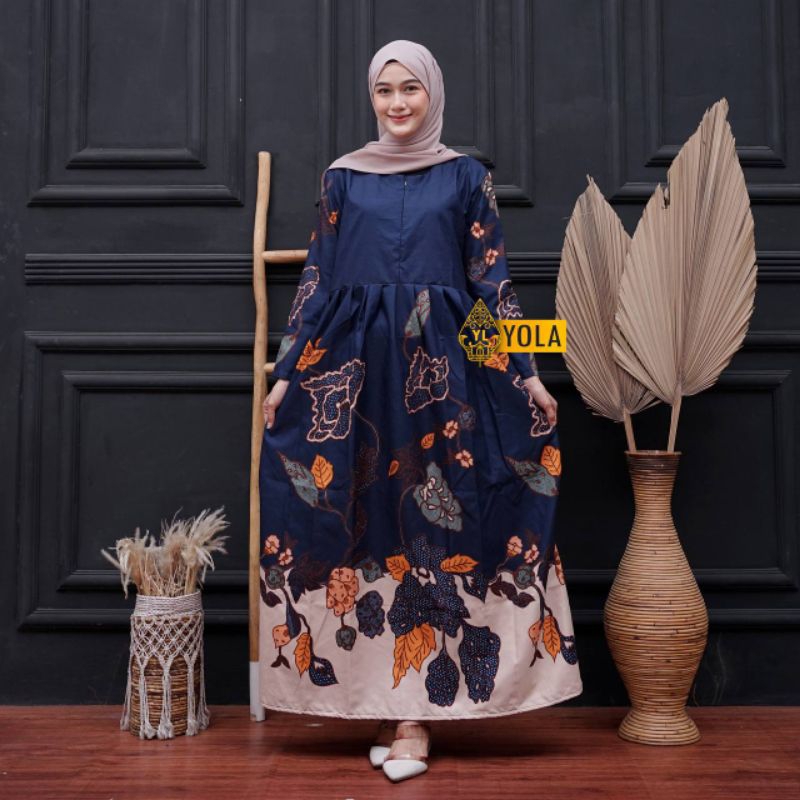 GAMIS BATIK WANITA ELEGAN BATIK PEREMPUAN GAMIS LEBARAN GAMIS BATIK KONDANGAN