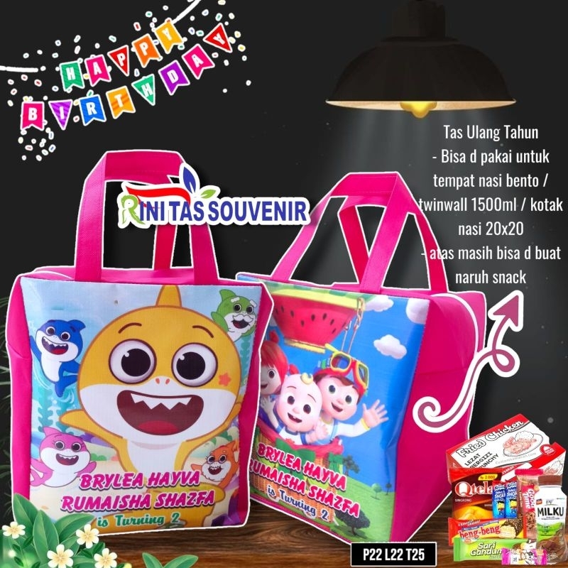 

TAS ULANG TAHUN RESLETING TAS ULANG TAHUN UNTUK KOTAK NASI 20X20 TAS ULANG TAHUN CUSTOM DESAIN BOLAK BALIK TAS ULANG TAHUN BEST SELLER 22*22*25