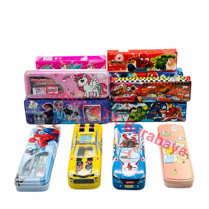 

( OBRAL ) Kotak Pensil Kaleng Magnet Resleting Anak Lucu Bagus Murah Disney Avenger Mobil Frozen Princess 4