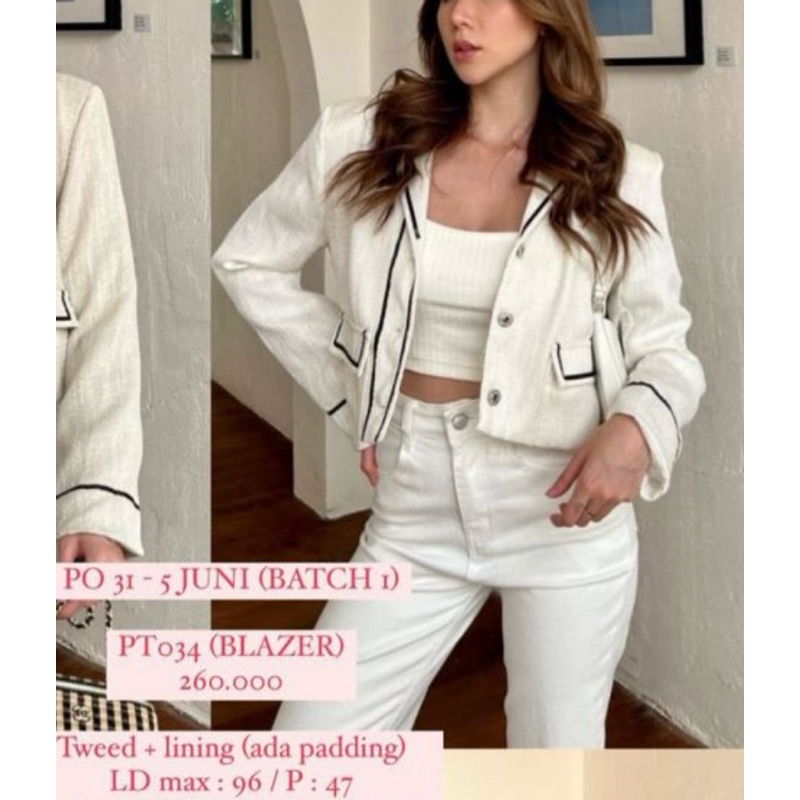 Blazer bkk white tweed