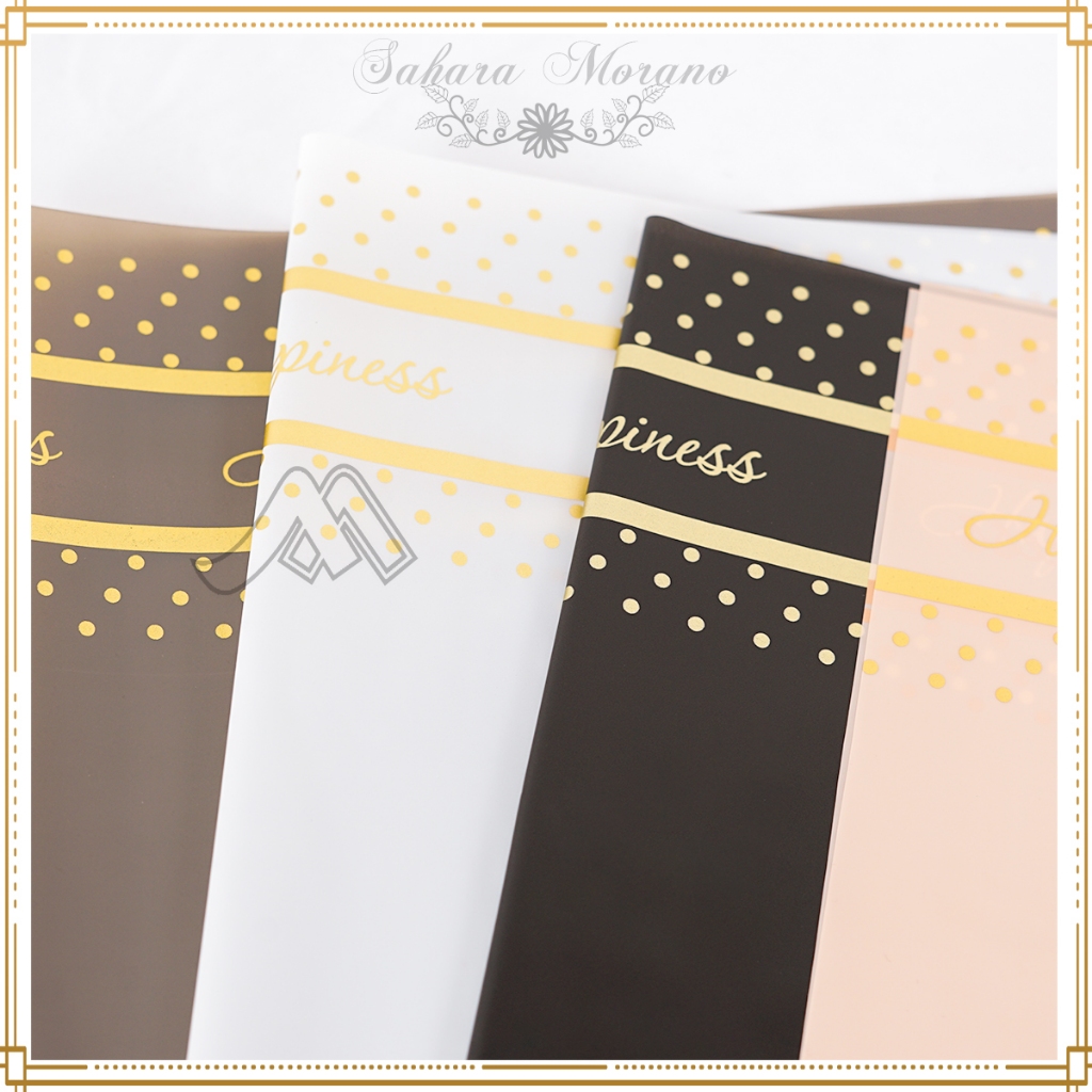 

[ 5 PCS ] Flower Wrapping Paper Polkadot Happiness List Line Gold Flower Wrapping Cellophane Kertas Buket Bunga