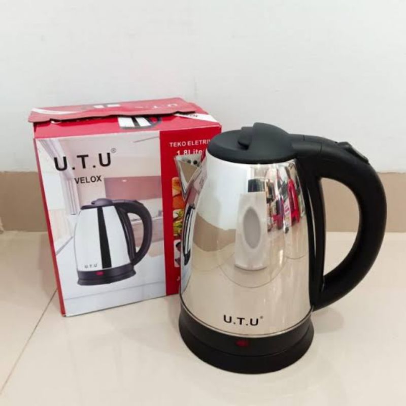 VELOX TEKO LISTRIK CERET PEMANAS AIR / KETTLE LISTRIK UTU (1.8L) U.T.U STAINLESS STEEL MURAH