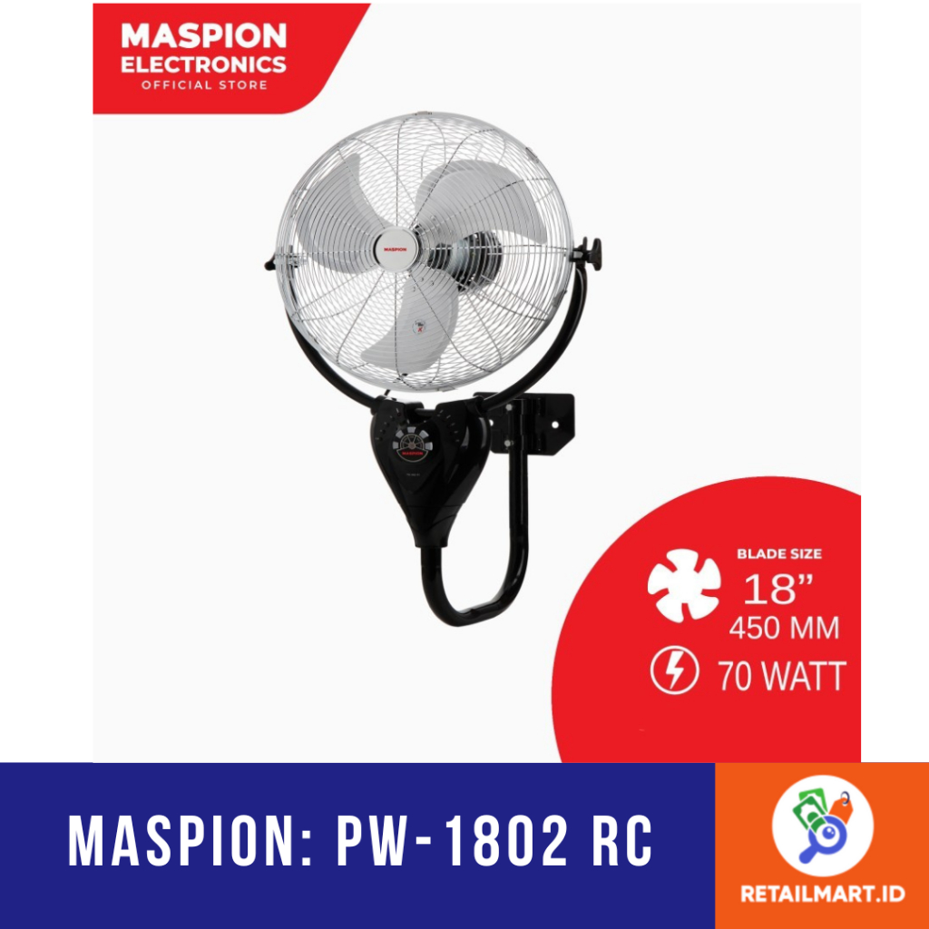 MASPION: PW-1802 RC KIPAS ANGIN DINDING BESI DENGAN REMOTE