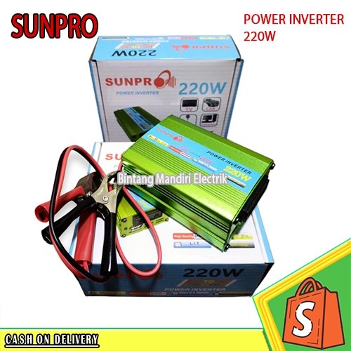 COD Power Inverter Sunpro 220 WATT DC To AC 12V 220V High Performance/Power Inverter DC ke AC12 Volt