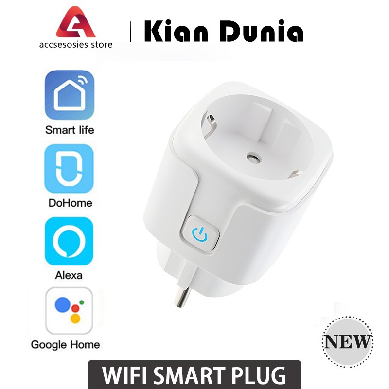 WiFi Smart Plug Saklar 16A Wireless with Colokan Energy Monitoring Statistic Smart Home Colokan Stop