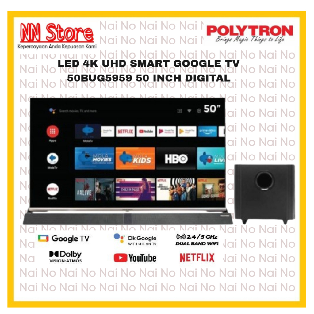 Polytron 50 Inch Led 4K UHD Smart Google Tv Digital 43BAG9953 - Garansi Resmi 5 Tahun