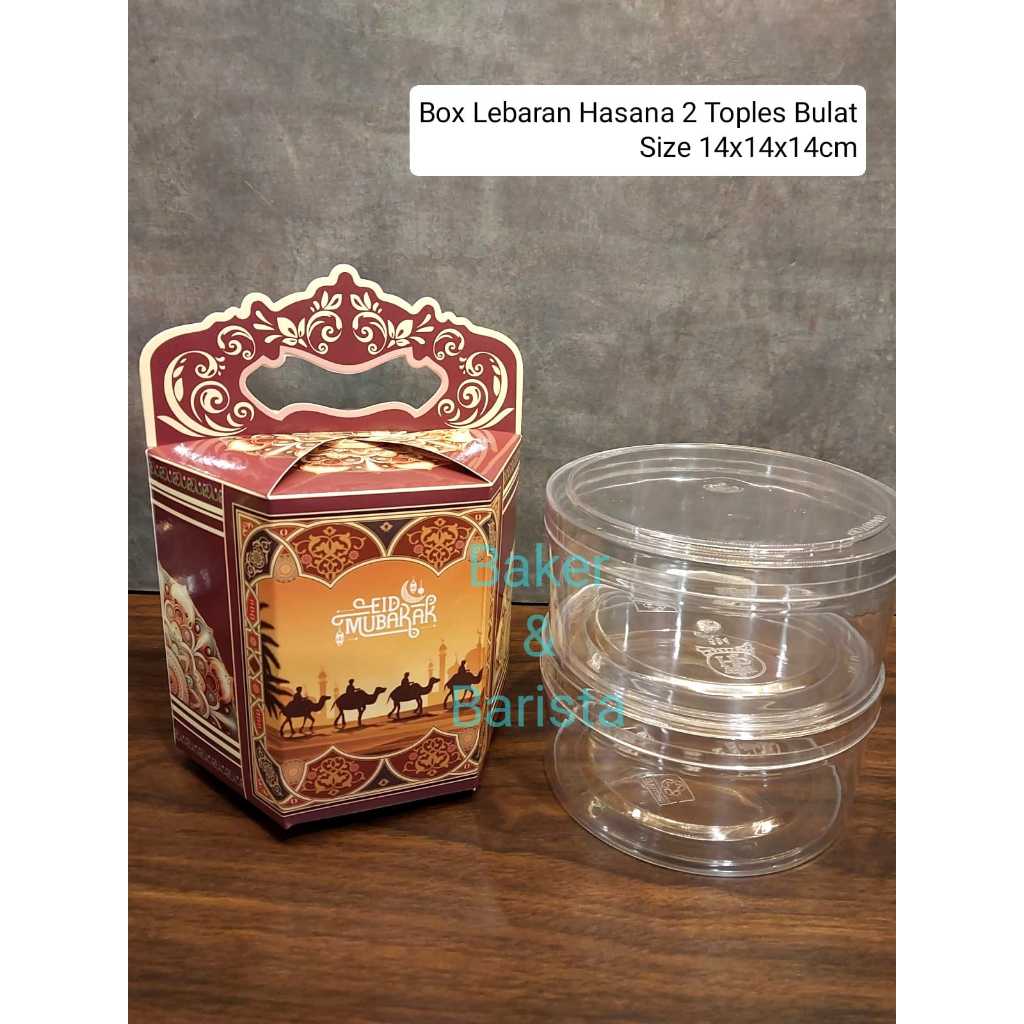 Box Lebaran Hasana 2 Toples 500gr / Kotak toples kue kering dus kue
