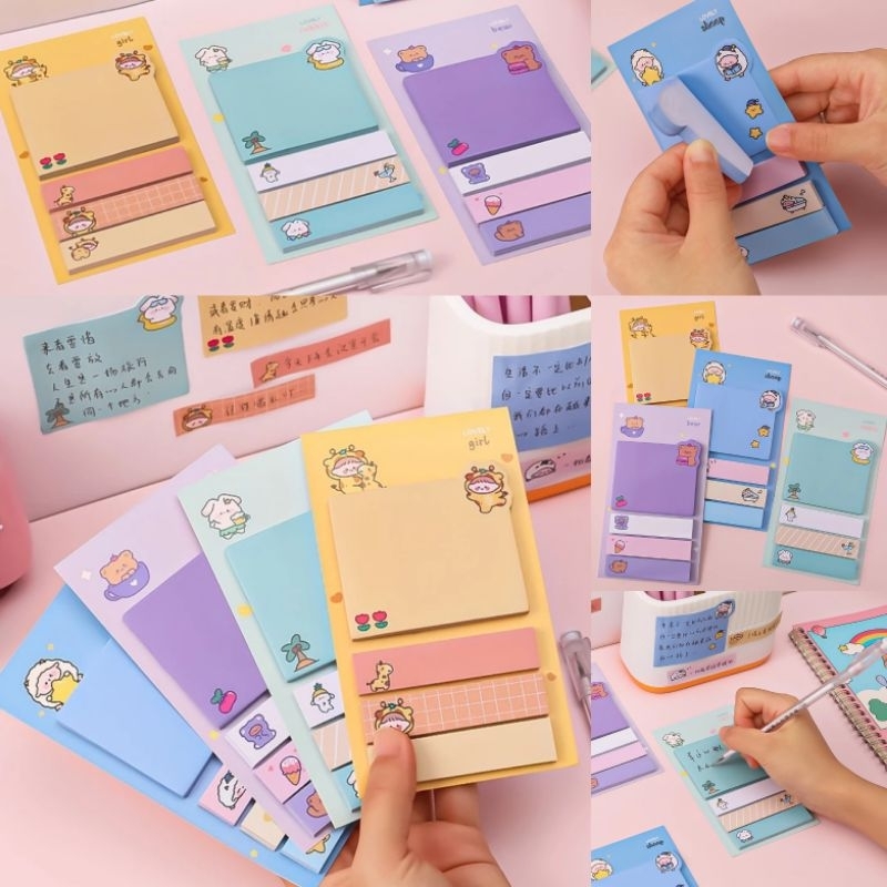 

(1 PCS) 80 LEMBAR STICKY NOTES 4 IN 1 LUCU MEMO ALA KOREA TEMPELAN PESAN