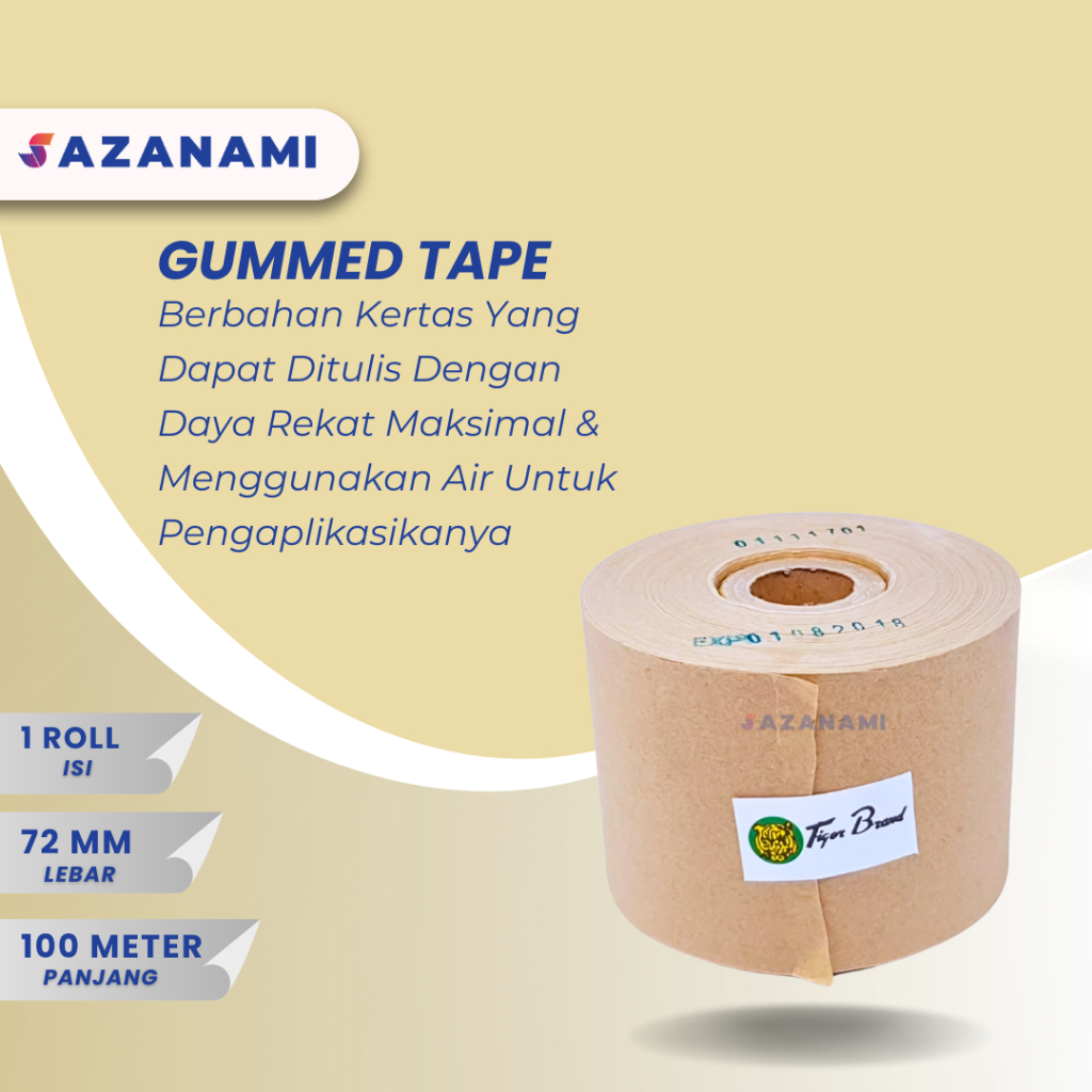 LAKBAN AIR 3" Inch x 100M GUMMED TAPE TIGER CRAFT PAPER KRAFT TAPE