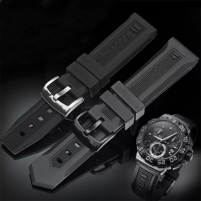 Tali Jam TAG Heuer Rubber Strap Jam TAG Heuer Hitam 20Mm 22MM