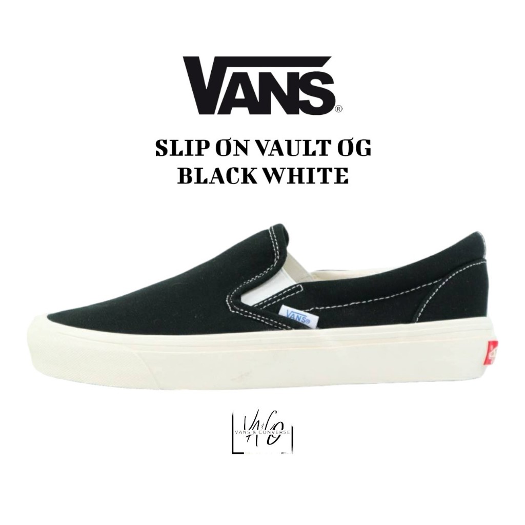 Sepatu Vans Slip on Vault OG Black White BNIB/BNIBWT Vans Original Sepatu Pria Wanita Sepatu Vans Or