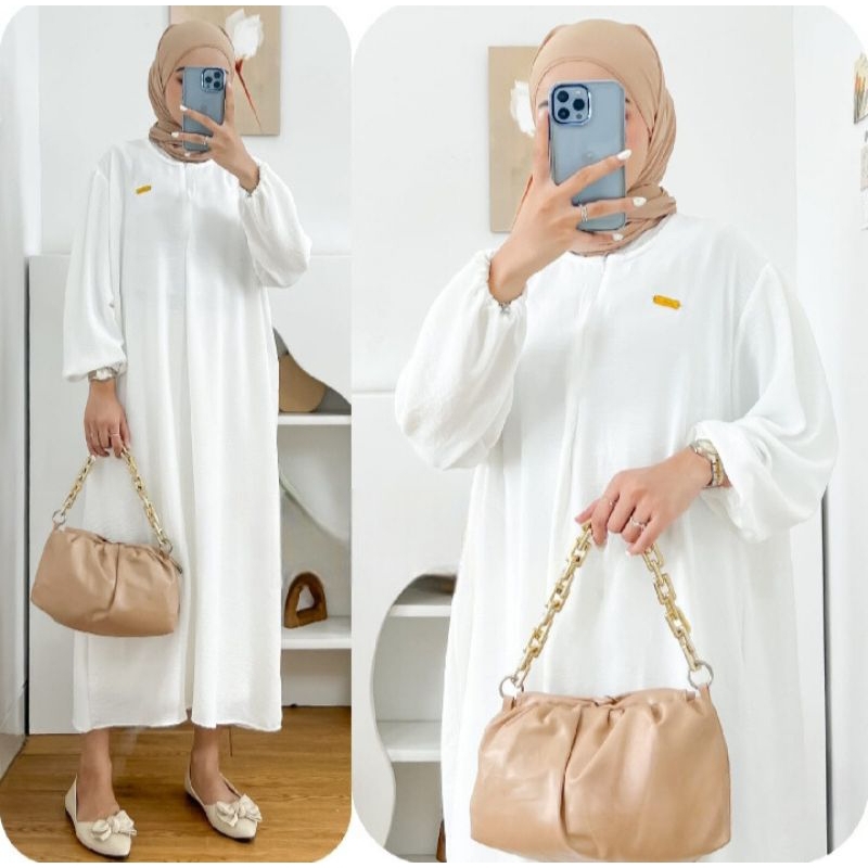 MIDI DRESS  PUTIH POLOS