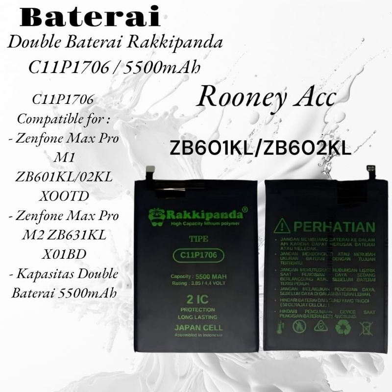 BATERAI BATRE BATTERY DOUBLE POWER RAKKIPANDA ASUS ZENFONE MAX PRO M2 ZB631KL C11P1706 DOUBLE IC 550