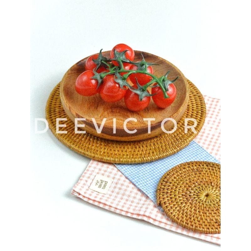 Tatakan Piring Anyaman || Alas Piring Rotan || Alas Piring Anyaman || Properti Foto