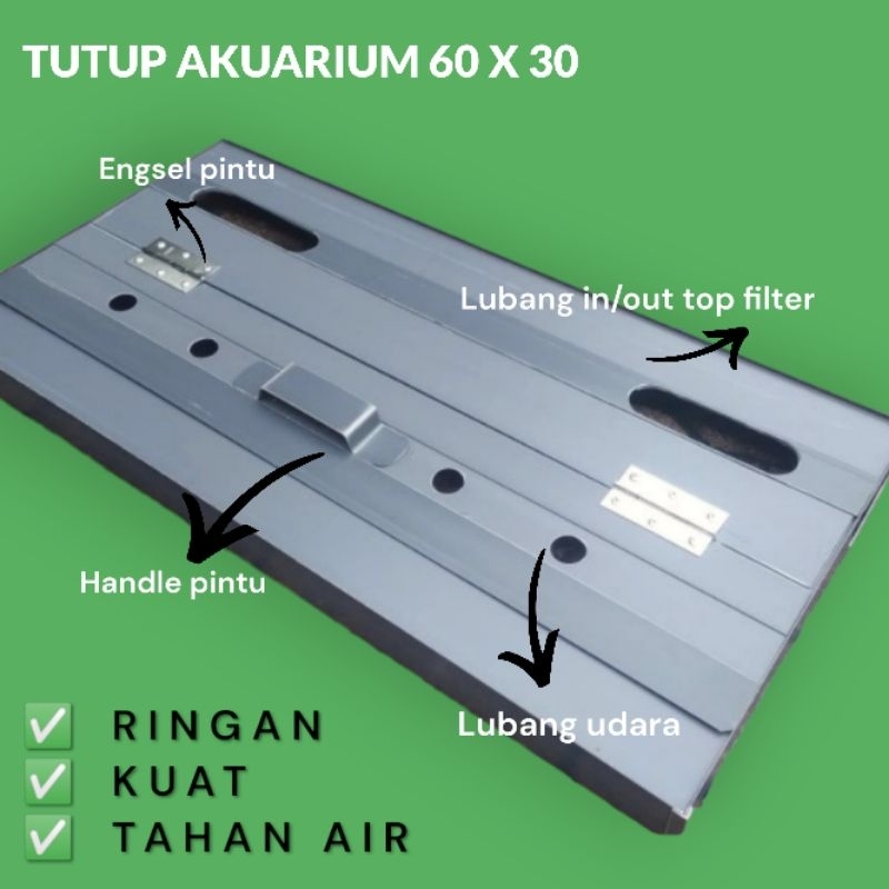 tutup aquarium 60 x 30