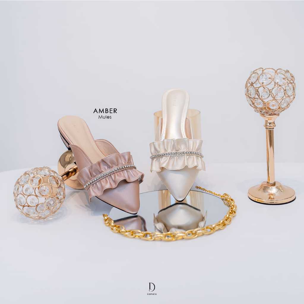 Damelia Melstore JKT Amber Mules Sandal Mules Wanita Hak 3 cm Sandal Hak Model Kekinian