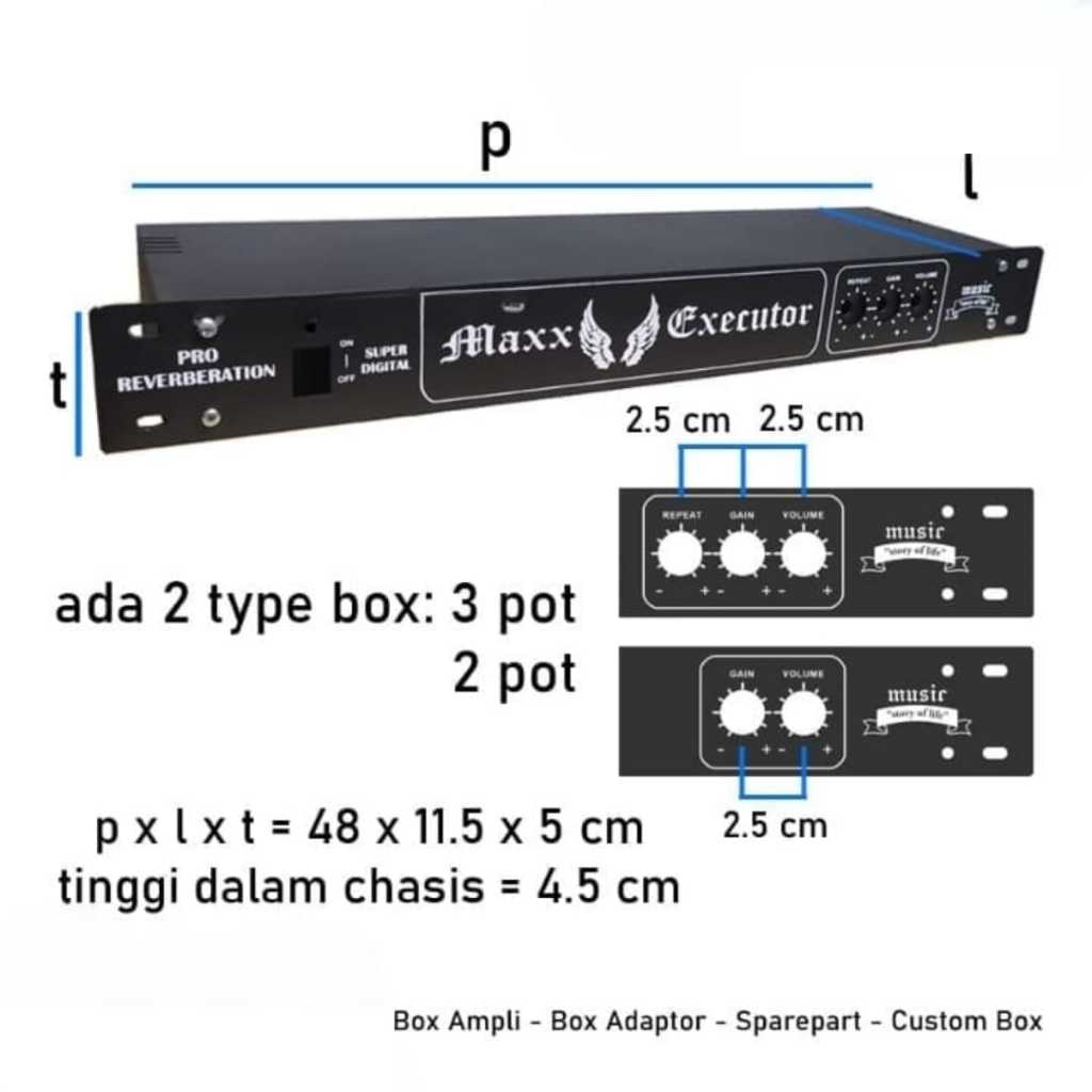 Box Digital ECHO Reverb 3 Potensio Reverbration bahan tebal