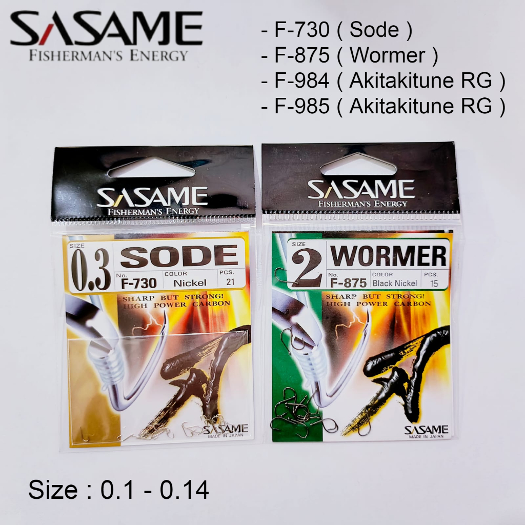 Sasame F875 Sode F730 Kail Pancing Super Tajam Ukuran Besar Kecil Warna Hitam Buat Mancing Wader Nil