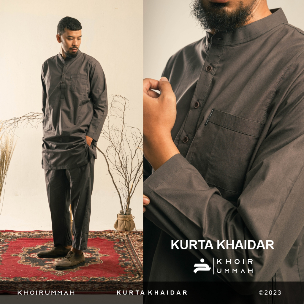 KHOIRUMMAH Koko Kurta Set Khaidar | Kurta Dewasa Premium | Baju Koko Stelan Dewasa | Koko Kurta sete