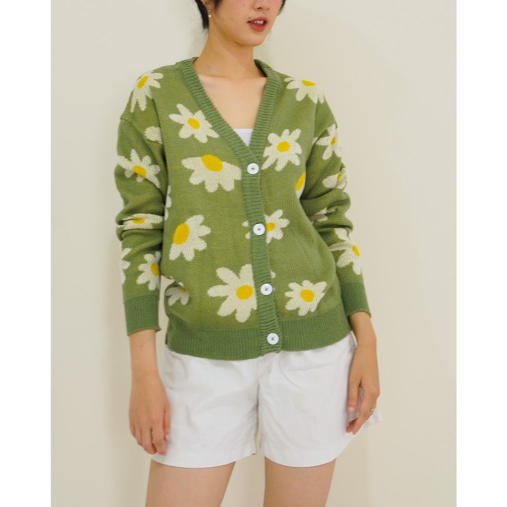 Floral Cardigan Rajut Atasan Knit Premium Wanita