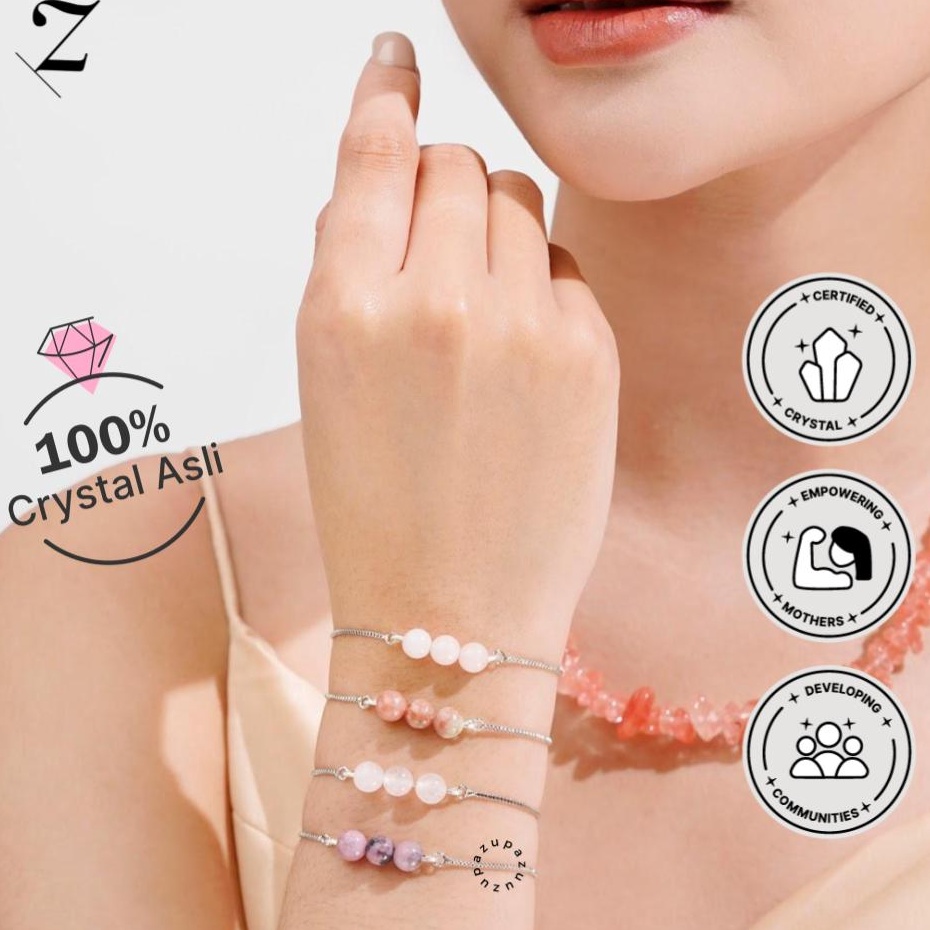 Terjangkau Zupazupazuu Adjustable Regular Bracelet  Gelang Crystal Bracelet Platinum Silver Gold 6mm