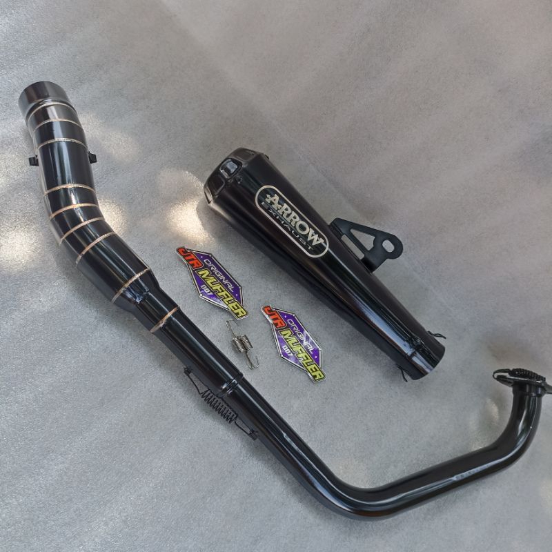 Knalpot racing Arrow black R15 v3 v4 Xsr 155 fullset lengkap