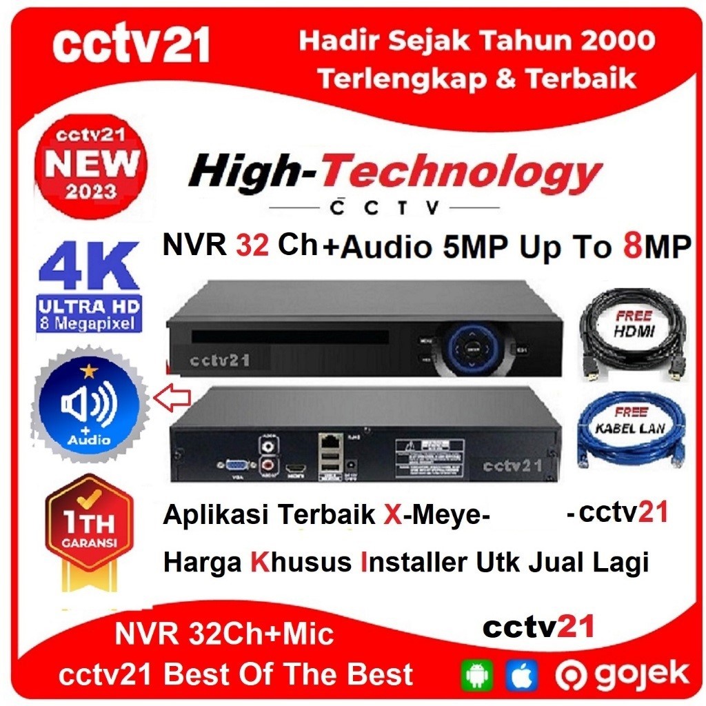 NVR 32Ch 5Mp Up To 8Mp HighTechnology Bisa Pakai Kamera Audio Aplikasi Terbaik X-Meye Harga Promo cc