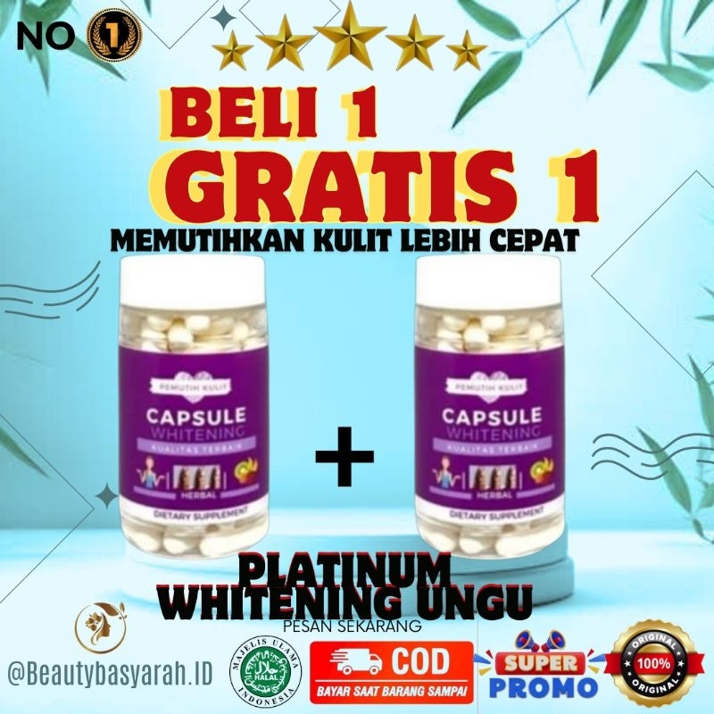 [ BUY 1 GET 1 ] PLATINUM WHITENING UNGU | PLATINUM WHITENING | GLUTATHIONE | PEMUTIH KULIT | KAPSUL 