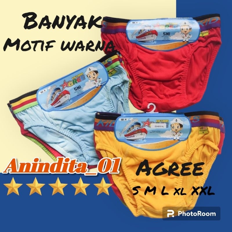 AGREE.3PCS CELANA DALAM ANAK AGREE KIDS CD AG101 KL MODEL KARET BOXER