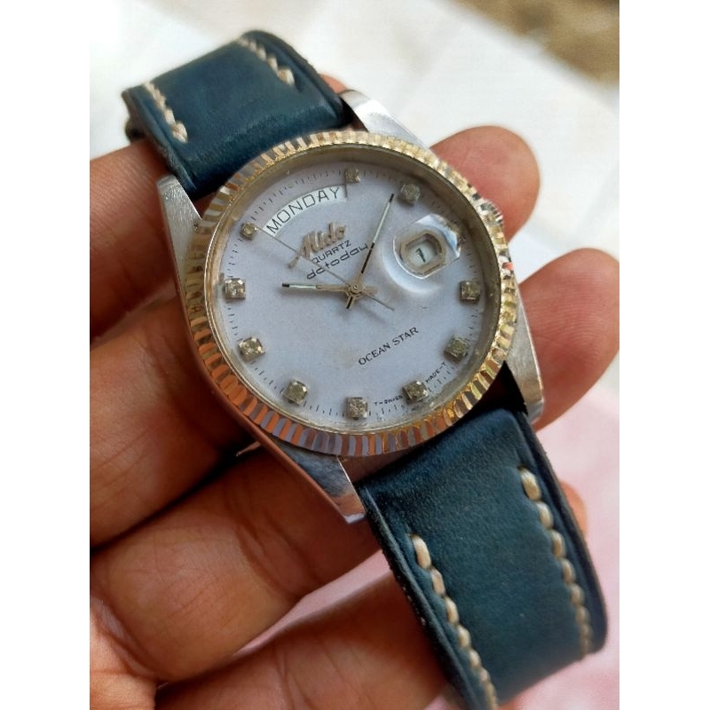 Jam Tangan Mido Ocean Star Data Day Quartz Model President Swiss Original