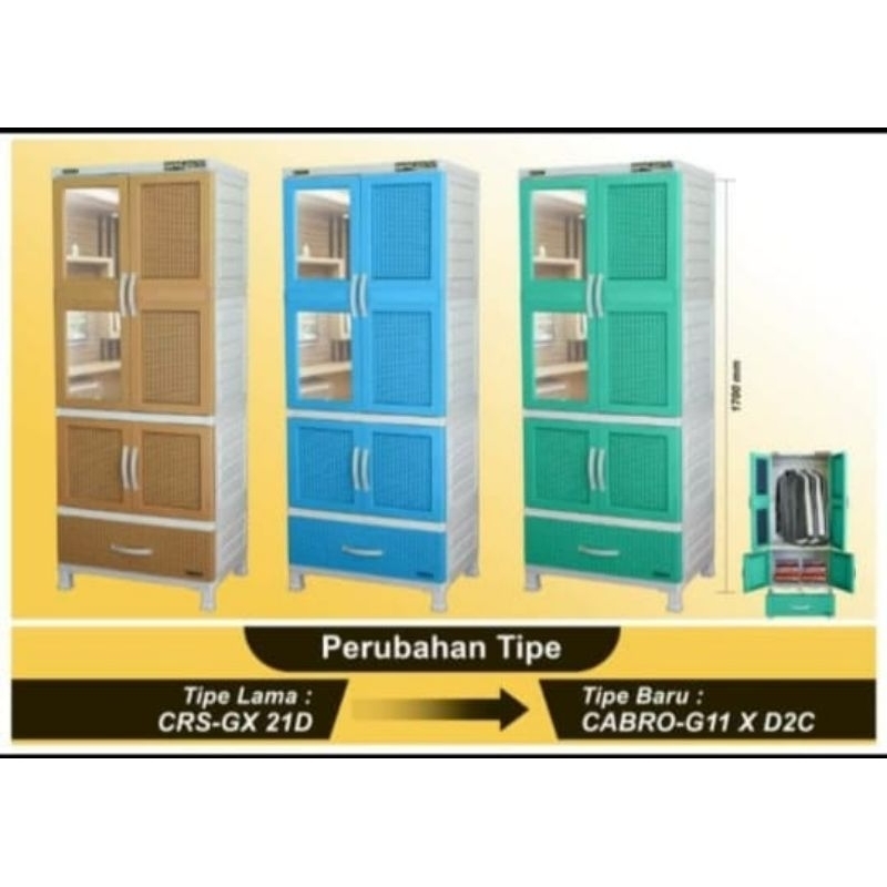 Lemari Pakaian 2 Pintu Plastik Napolly CABRO G11 X D2C