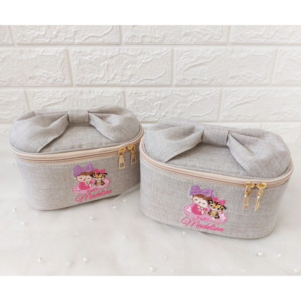 Ribbon Bag Souvenir Manyue 1bulan Aqiqah one month 7bulanan Beauty Case Gift Box Hampers Newborn Baby Marhen Bag Tas Canvas
