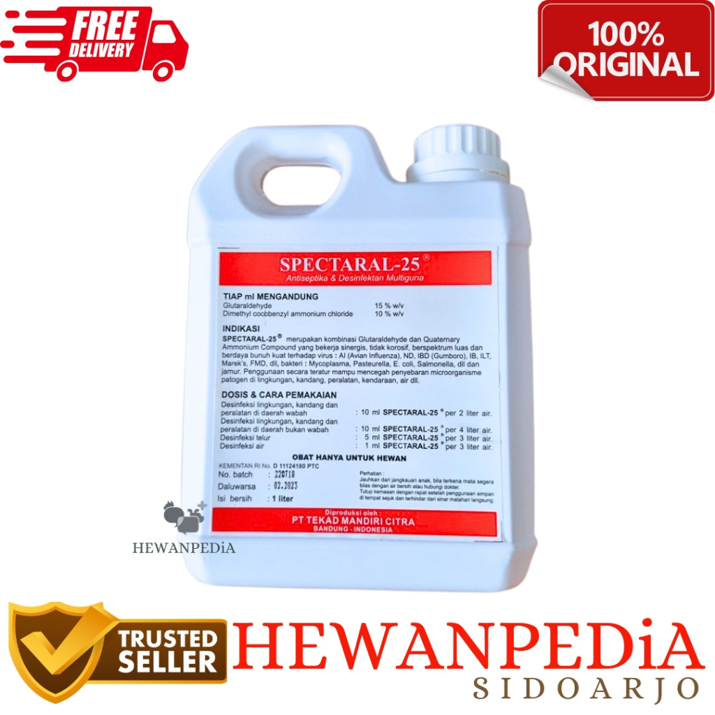 SPECTARAL 1 Liter 1 L SPECTARAL 25 - Desinfektan Kuman Patogen Virus Bakteri Glutaraldehide Amonium 