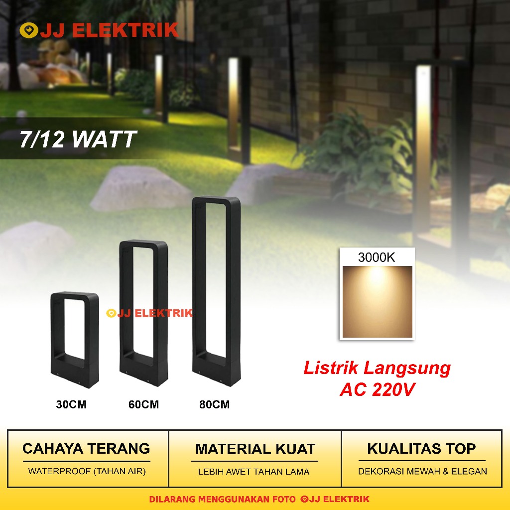 Lampu Tiang Taman LED Outdoor 30CM/60CM/80CM - Model Estetik, Elegan & Tahan Air | Dekorasi Halaman 