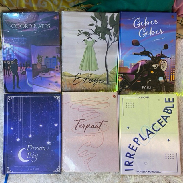 novel preloved & sealed. coordinates, e;legi, dream boy, terpaut, irreplaceable