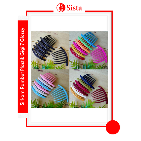 Sirkam Rambut Plastik Gigi 7 Aneka Warna Glossy Aksesoris Rambut Termurah