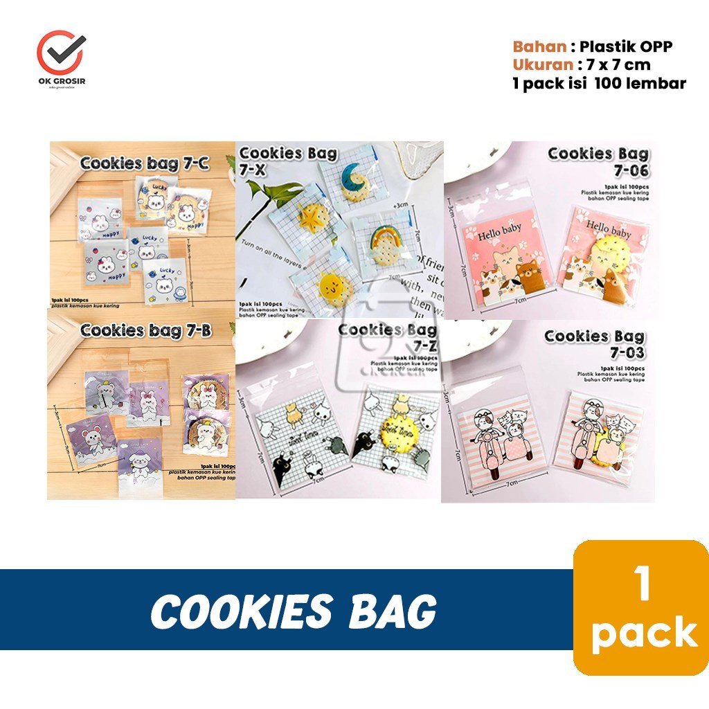 

Cookies Bag Plastik OPP Seal Motif (1 pack isi 100lbr)