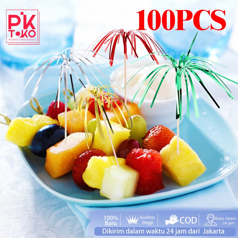 100pcs Tusuk Buah Bambu/Tusuk Buah/Skewer Cocktail/Tusuk Cocktail/Tusuk Makanan/Tusuk Pita Bambu