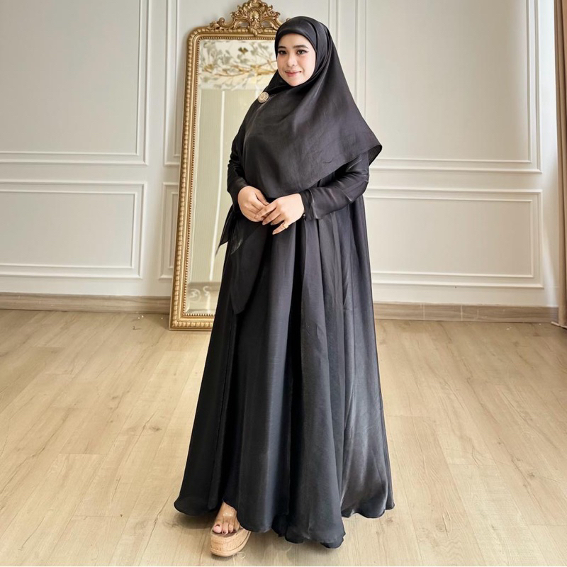 Shella Saukia New Ready set Dress Pasmina ori Shella Saukia