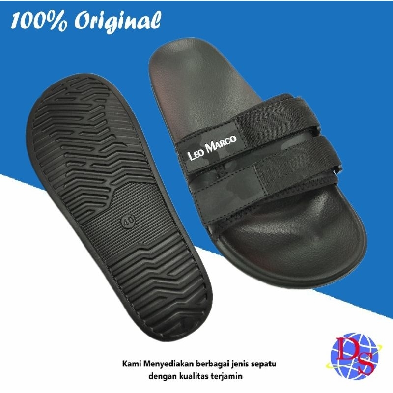Sandal Slide Pria Leo Marco P 09 Hitam Sandal Pria
