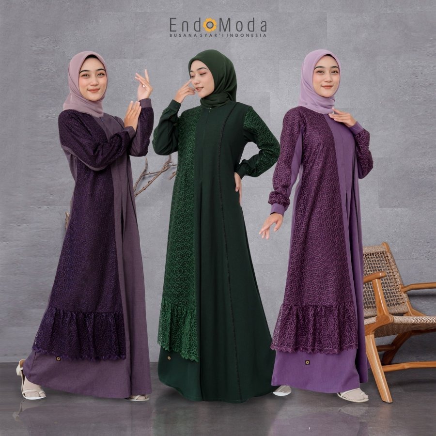 Gamis Drees Brokat Amalia EndomodaTerbaru Wanita Syar'i